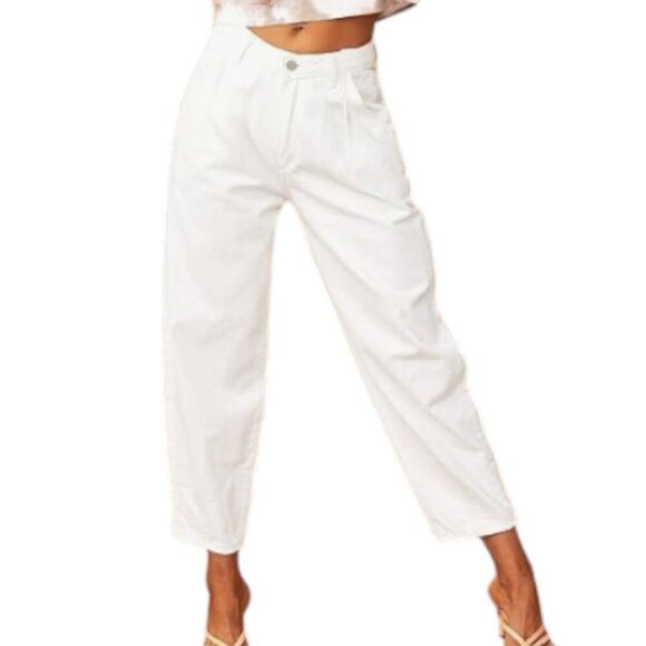 Astylish | NWOT Classic High Waist Baggy Slouchy Boyfriend Jeans in White Size 4 - Picture 3 of 11